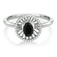 thumbnail image 2 of Gem Stone King 925 Sterling Silver Black Onyx Ring for Women (0.88 Cttw, Oval 6X4MM, Gemstone December Birthstone, Size 7), 2 of 3