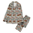 thumbnail image 2 of Mifsaly Womens Christmas Pajamas Sets Xmas Santa Print 2 Piece Pjs V-Neck Long Sleeve Sleepwear Button Down Loose Pullover Nightwear Breathable Cozy Wide Leg Pants 2025 Festival Lounge Homewear, 2 of 7