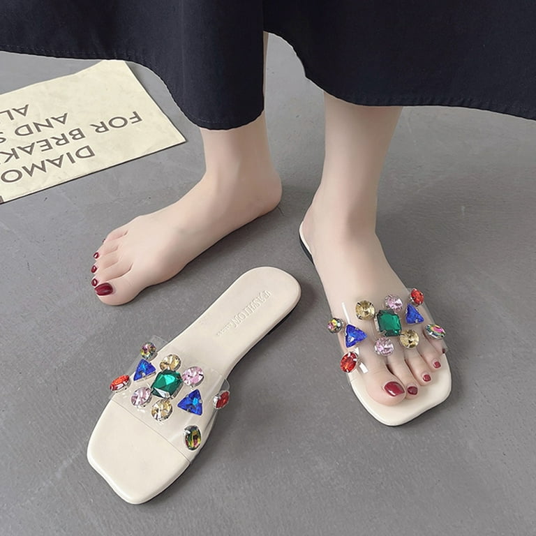 nsendm Female Shoes Adult Satin Slippers Women Transparent Women s