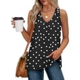 thumbnail image 5 of Simua Summer Tank Top for Women, Ladies Fashion Dot Printed Sleeveless V-Neck Patchwork Shirts, Size S-2XL, 5 of 8