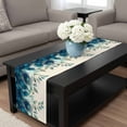 thumbnail image 4 of Teal Turquoise Table Runner 72 Inches Long, Peacock Feathers Aesthetics Eucalyptus Kitchen Coffee Dining Table Decoration for Home Party Birthday Wedding Home Decor 18x72 Inches, 4 of 8