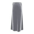 thumbnail image 6 of Miluxas Velvet Skirt for Women Elegant High Waisted A Line Velvet Skirts Midi Bodycon Skirt Gray XL(XL), 6 of 6