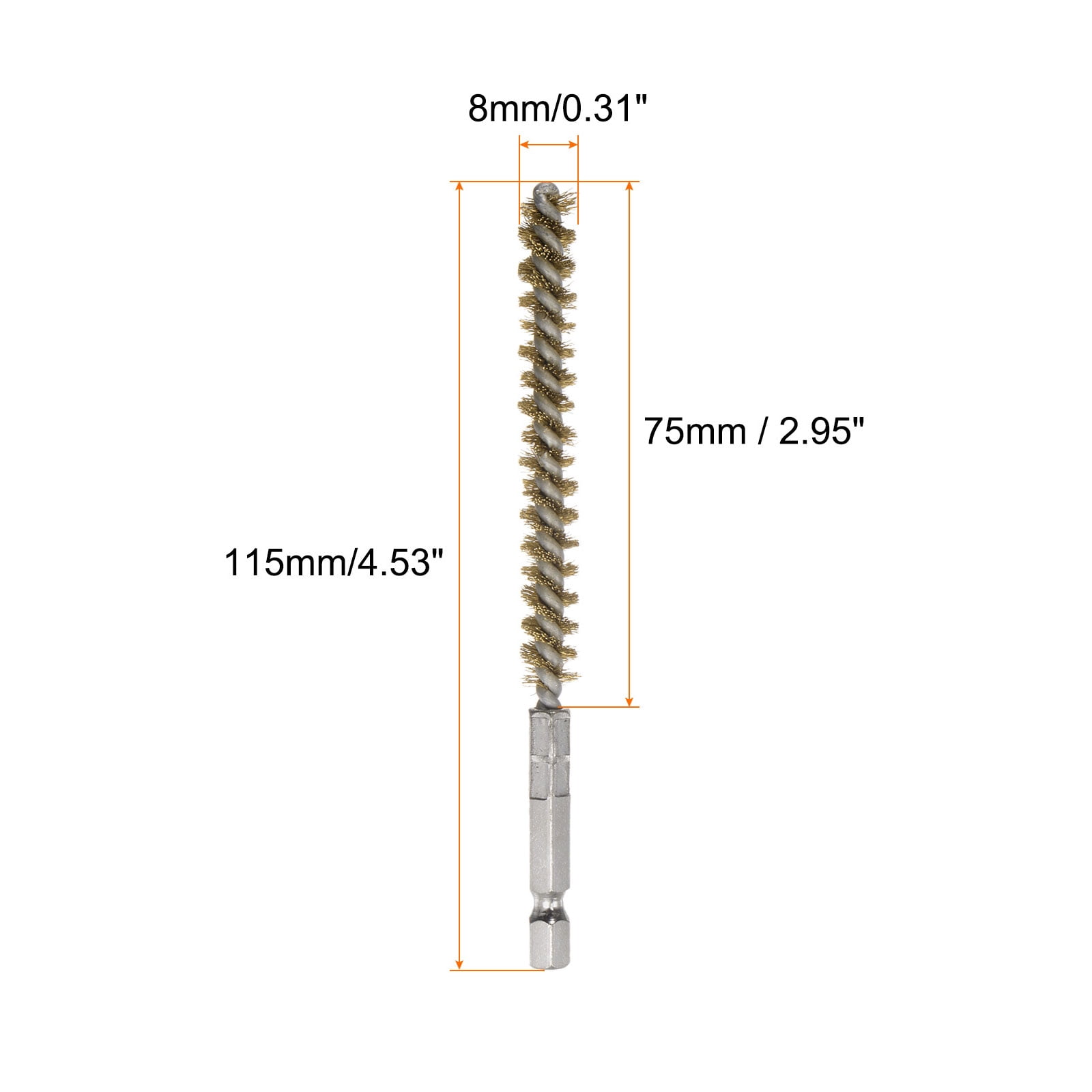 Uxcell 10Pcs Brass Bore Brush 8mm Dia 4.5" Long Cleaning Twisted Wire Brush for Tubes and Bearings