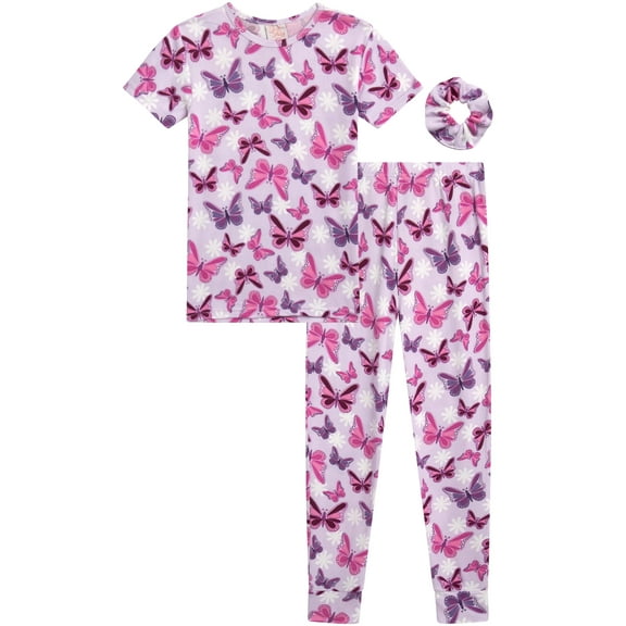 Sweet 'N Sassy Girls' Pajama Set - 2 Piece Hacci Snug Fit Sleep Shirt and Pajama Pants (Sizes: 7-14)