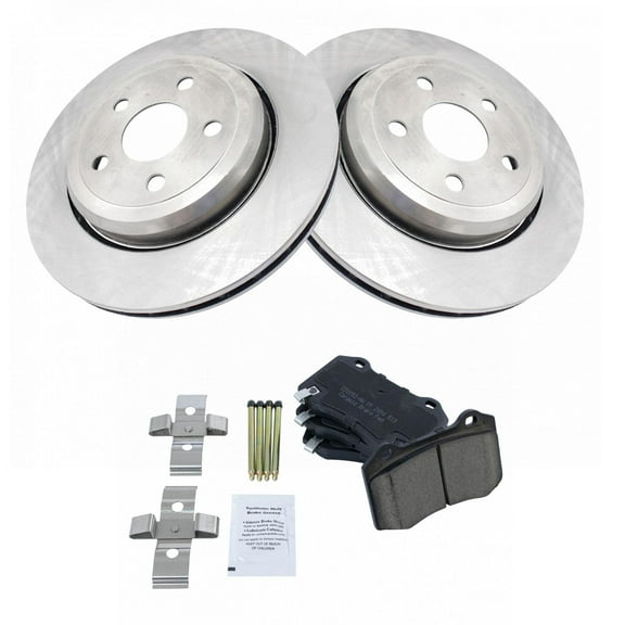 TRQ Rear Brake Pad & Rotor Kit Brake Pads Brake Rotor Ceramic Vented Fits Select 2018-2019 Dodge Durango 2012-2019 Jeep Grand Cherokee