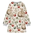 thumbnail image 6 of Girls' long-sleeved dress Rabbit Leaf Red Fruit Girls' A-line dress with ribbed cuffs Soft and comfortable, 6 of 6
