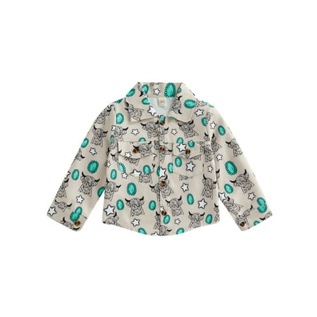 

Bagilaanoe Toddler Baby Boy Girl Shirts Jacket Print Long Sleeve Single-Breasted Shacket with Pockets 1T 2T 3T 4T 5T 6T Kids Casual Outwear