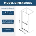 thumbnail image 2 of 30" W x 72" H Pivot Shower Door, Universal Pivot Shower Door with 1/4" Tempered Glass and Chrome Finish, Pivot Swing Shower Glass Door for Bathroom, Open Outside, 2 of 7