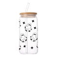 thumbnail image 2 of 3 Pcs Set, Halloween Tumbler Glass Cup with Bamboo Lid and Straw 6 Inch Clear Coffee Tumbler Reusable Iced Coffee Cup for Home Office Halloween Party Decoration, 1 Pack, 2 of 7