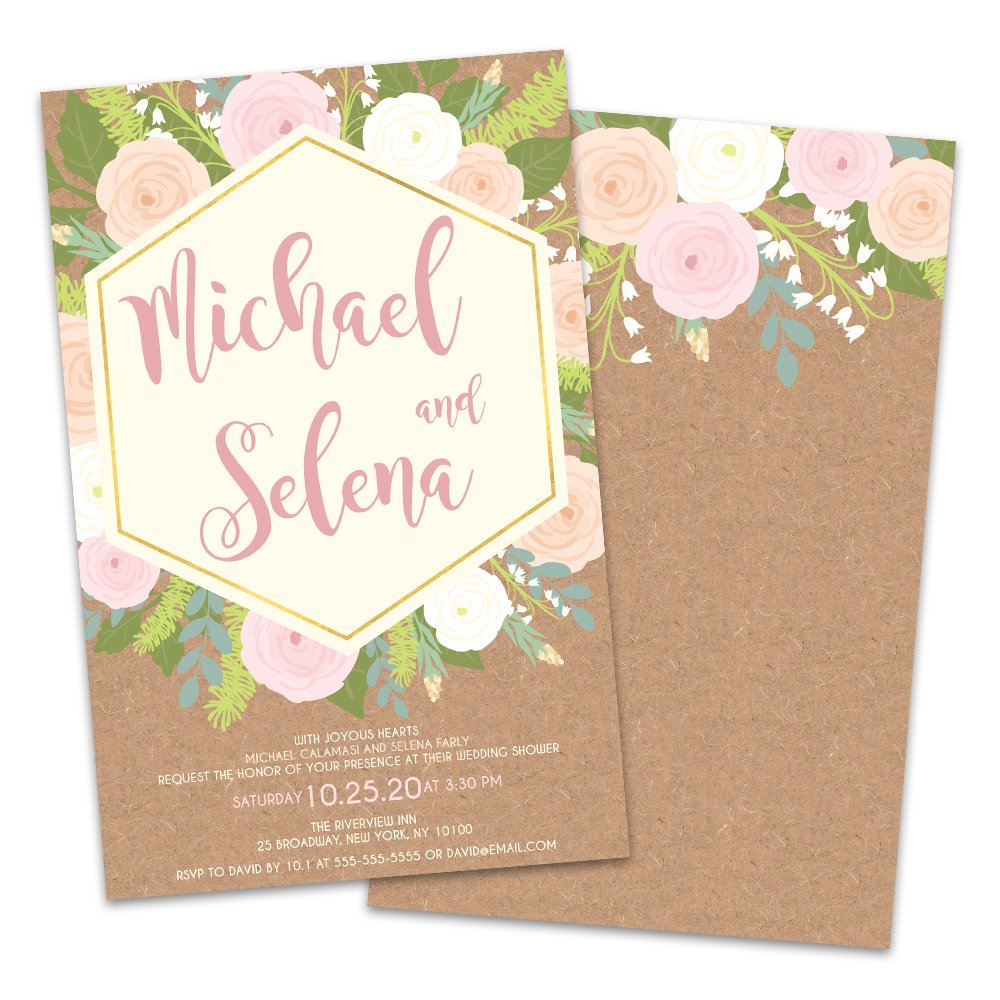 Personalized Kraft Floral Explosion Wedding Shower