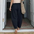 thumbnail image 6 of Cropped Linen Barrel Pants for Women Drawstring Wide Leg Cotton Capris 2026 Casual Summer Boho Baggy Palazzo Trouser Navy S, 6 of 6
