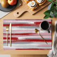 thumbnail image 2 of Placemats 1 Pack, Red Pink Gray Stripes Woven Placemat, Linen Place Mats for Kitchen/Dining Tables, Modern Abstract Minimalist Retro Washable Table Mats for Party, 2 of 8