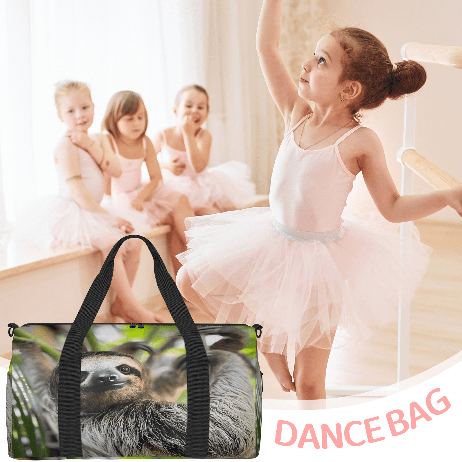 Herdesigns Sloth Funny Animal Gym Bag for Women, Duffle Bag for Travel Sport, Lightweight Waterproof Carry on Weekender Overnight Dance Yoga Workout Bags