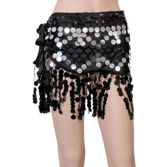 Women's Belly Dance Dress, Shiny Mesh High Slit Black Belly Dance Bottoms, Suitable for Performance