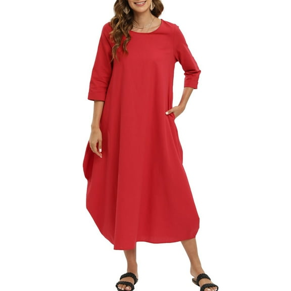 Women Plus Size Casual Solid Kaftan Maxi/Long Dress