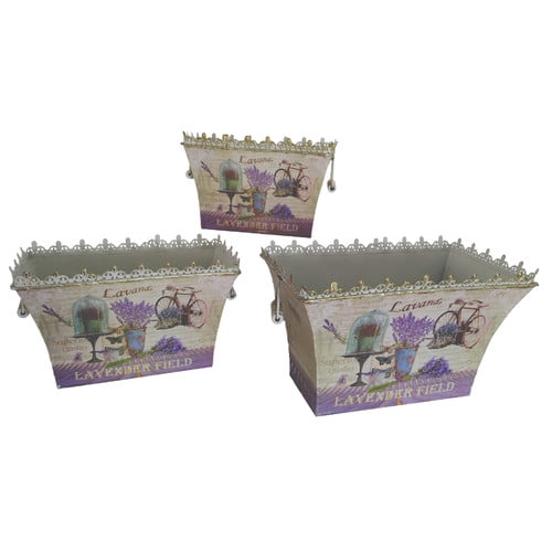 Dolce Mela French Country Planters Vintage 3 Piece Metal Pot Planter Set Walmart Com Walmart Com
