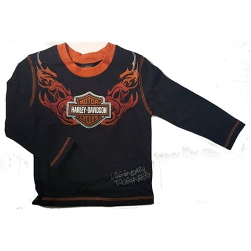 1 Black & 1 Orange Shirts 1 Blue Denim Harley Davidson Kids 3 Pieces Suit 