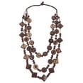 thumbnail image 1 of Collar estilo bohemio retro para mujer, con colgante de cuentas de madera tejidas a mano con forma de concha de coco, joyería de moda playera para damas y niñas (marrón), 1 of 8