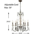 thumbnail image 5 of 29" Farmhouse Large French Country Shabby Chic Wood Chandeliers, 6-Light Pendant Lighting Fixtures Ceiling Hanging for Living Dining Room Kitchen Decor, 5 of 5