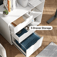 thumbnail image 4 of [Christmas Sale] 3-Drawer Wood File Cabinet, Mobile Lateral Filing Cabinet, Printer Stand with Open Storage Shelves for Home Office, White, 4 of 6