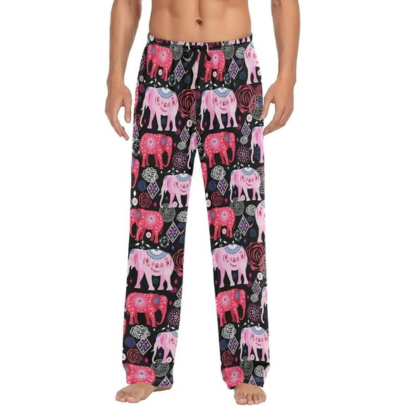 Vintage Elephant Pajama Pants Mens Lounge Pants Lightweight Men Pajama Bottoms with Pockets Drawstring