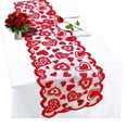 thumbnail image 4 of Fiudx Mantel de San Valentín, Diseño de Encaje Rojo, Elegante Poliéster, Fácil de Limpiar, Ideal para Cenas Románticas, Ideal para Eventos o Mesas de Té, 33 X 183 Cm., 4 of 7