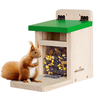 Urban Deco Squirrel Feeders for Outside Garden, Wooden Squirrel Feeder Box,Squirrel Feeding Stations with Green Cover, Easy to FillSquirrel Feeding House(Green-1pk)