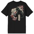 thumbnail image 3 of Godzilla Cherry Blossoms Front & Back Art Adult Black Crew Neck Short Sleeve T-shirt-Medium, 3 of 7