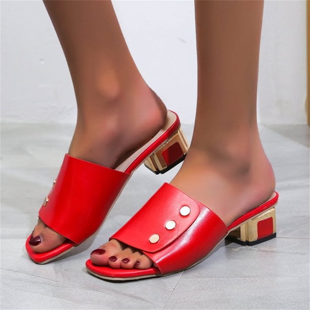 Zapatos de mujer de tacón medio, sandalias de mujer de tacón grueso a la moda y versátiles, ropa exterior, sandalias y zapatillas de boca de pez Wmkox8yii hj789