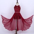 thumbnail image 3 of Kaerm Robe de Mariée Fille à Col Halter Robe de Fête en Dentelle Florale pour Enfants Robe de Bal Bourgogne 12, 3 of 7