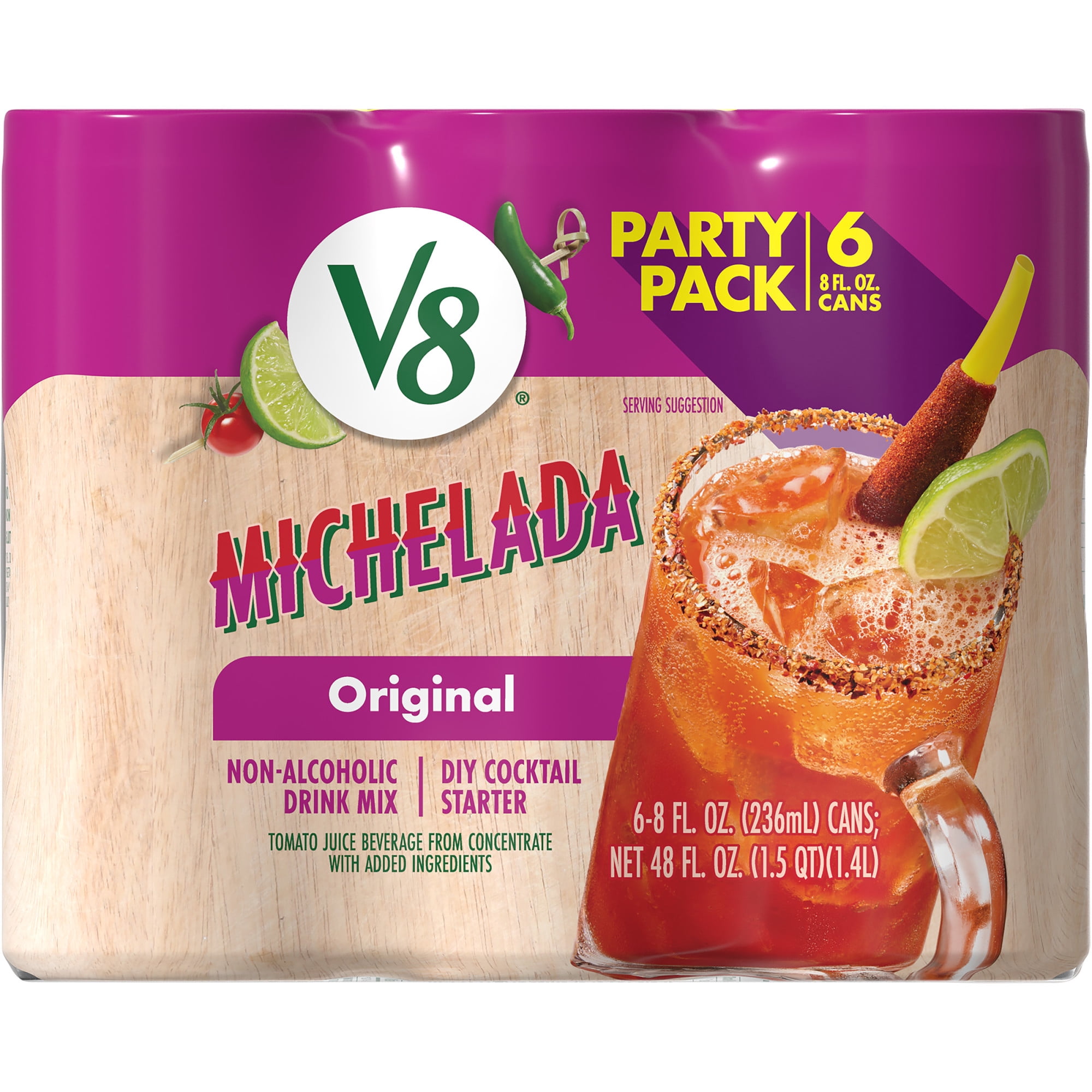 V8 Michelada Non-Alcoholic Drink Mix, 8 fl oz (6 Pack)