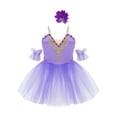 thumbnail image 3 of TiaoBug Girls Professional Ballet Leotards Tutu Dress Ballerina Swan Lake Competition Dancewear Purple 11-12, 3 of 7