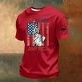 thumbnail image 2 of Men's 250 Years of Freedom Patriotic T-Shirt with Liberty Statue and USA Flag Graphic and Short Sleeves Featuring Crew Neck Design Red XXXXXL, 2 of 6