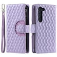 thumbnail image 2 of Dteck Zipper Wallet Crossbody Strap Case for Samsung Galaxy S21 FE,Magnetic Leather Card Slots Cash Pocket Case Shockproof Kickstand Cover with Shoulder & Wrist Strap for Galaxy S21 FE,Purple, 2 of 7