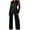 Black, variant on Elegant Blazer 2 Piece Suit for Women Wedding Gest Outfits Set Ladies Solid Open Front Blazer Jackets with Belted and High Waish Wide Leg Trousers Set Business Office Formal Blazer Suits Sets