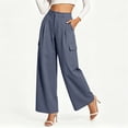thumbnail image 6 of Women's High Waisted Pleated Wide Leg Cargo Pants Casual Loose Pocketed Work Trousers, 6 of 8