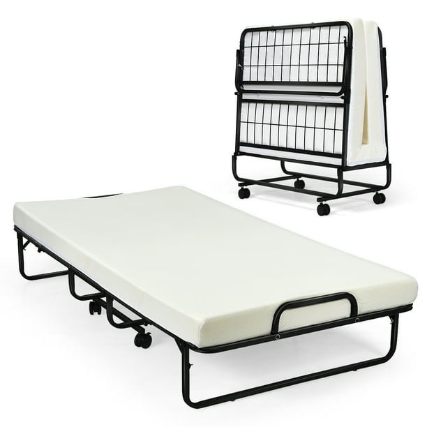 Costway Foldable Bed Daybed W 4 Inch, Folding Twin Bed With Storage