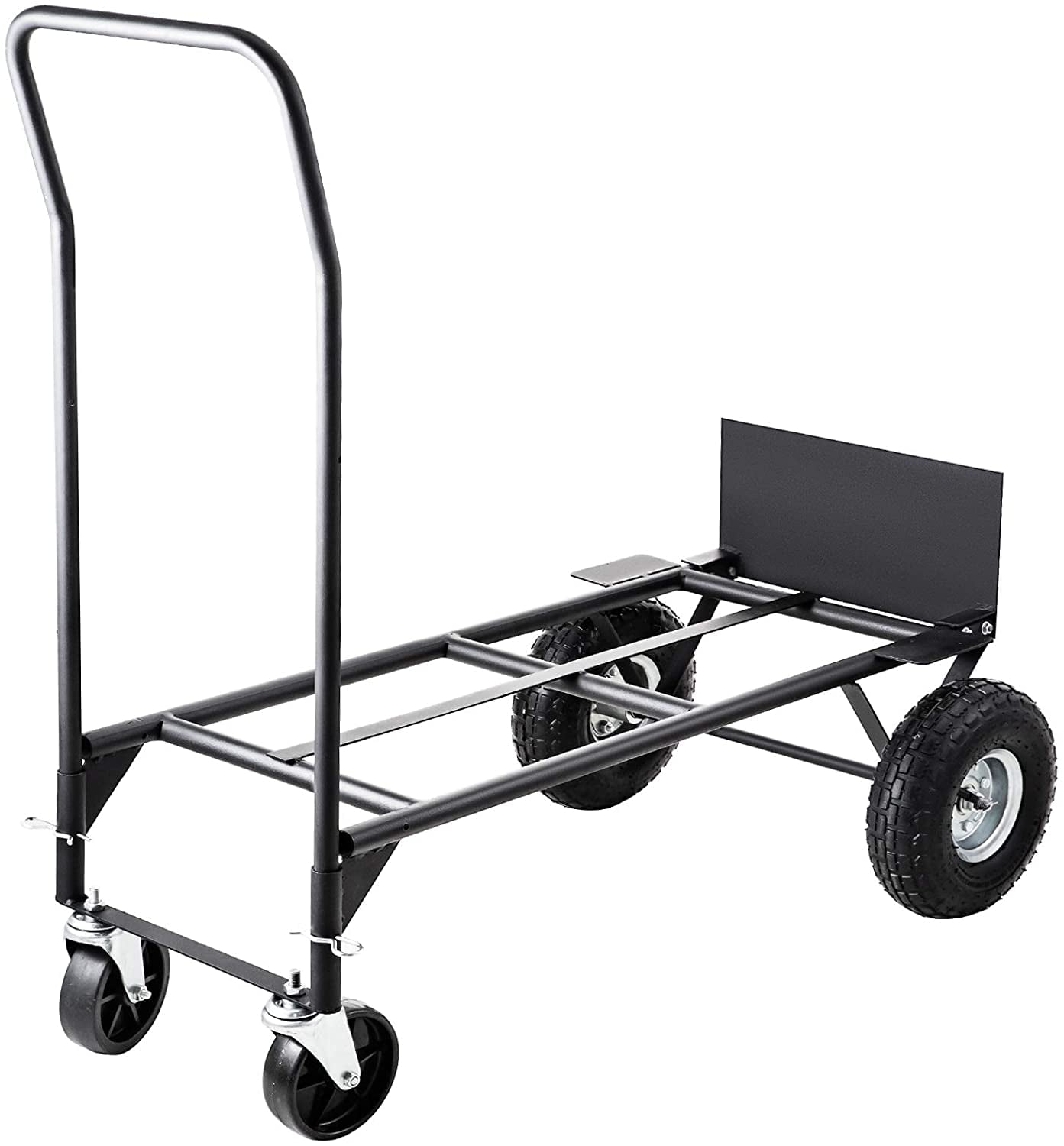 Convertible Hand Cart 200lb/300lb with 10inch Solid Wheels in Black 