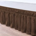 thumbnail image 3 of Wrap Around Bedskirt with 22 Inch Tailored Drop, Hotel Quality Dust Ruffle Bedskirt, Adjustable Three Sides Elastic Belts, 100% Microfiber, Wrinkle Free-Chocolate Solid, Full Size, 3 of 6