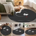 thumbnail image 5 of Round Rugs 8Ft, Black Modern Round Area Rug Washable Indoor Throw Carpet, Farmhouse Rabbit Abstract Art Large Non Slip Circle Rug for Kids Room RV Home Decor Aesthetic, 5 of 8