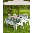 thumbnail image 4 of Striped Outdoor Tablecloth with Umbrella Hole and Zipper, Spillproof Table Cloth for Rectangle Tables, Dinner/Picnic/Patio/Party Table Cover Sage Green Country Farmhouse, 4 of 6