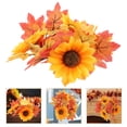 thumbnail image 4 of Harvest Festival Maple Leaf Sunflower Candle Wreath Candle Ring Table Centerpiece Ornament, 4 of 8