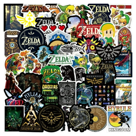50 PCs Video game Zelda Stickers Pack, Cartoon Stickers, Vinyl Decal for Hydro Flask, Laptop, Water Bottle, for Kids, Adult, Teens