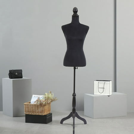 Jaxpety Black Female Mannequin Torso Dress Clothing Form Display Sewing Mannequin W/ Tripod Stand