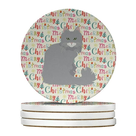 

Norwegian Forest Cat Christmas Large Sandstone Coasters Pack of 4 4 in x 4 in