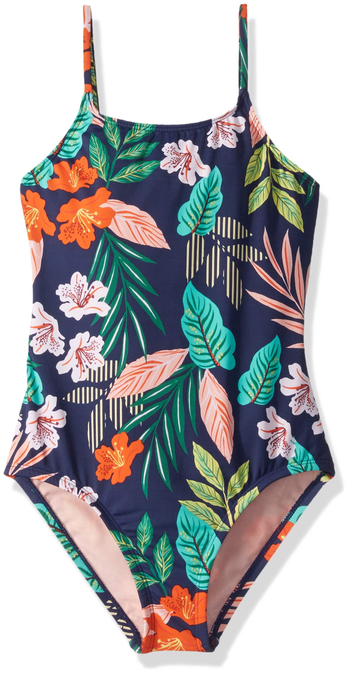Hobie Swimwear Girls Swimwear Navy Floral Print Cutout Swimsuit 10