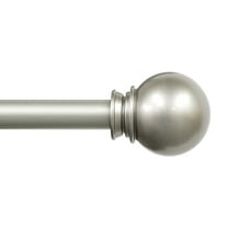 Lumino 1 Inch Nickel Ball, Single Curtain Rod Set, 42-120" Width