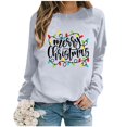 thumbnail image 3 of EHQJNJ Chandails en Molleton à Col Rond pour Femmes Noël Oversize Manches Longues Imprimé Lettre Léger Ample Blouse Top Chandails en Molleton Graphiques Anime Femmes, 3 of 5