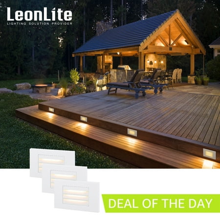 

LEONLITE 3 Pack Dimmable Recessed Deck Lights Waterproof Outdoor Stair Light Warm White