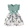 thumbnail image 1 of Robe d'Été pour Fille, Robe Tricotée Sans Manches pour Tout-Petit avec Imprimé Papillon, Robe Décontractée à Col Rond Longueur Genou pour Enfants, Tenue Quotidienne et Jeu, 1 of 7